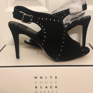 NEW in box. White House Black Market Zailey Black Studded heel. Size 7.5.